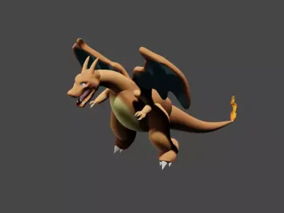 High detailed charizard game ready Low-poly 3D model