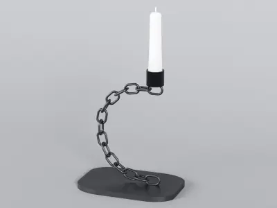  Alphabet C Black Chain Candleholder 3D Model True PBR Renders Zero Cleanup UVs 4K PBR Textures 