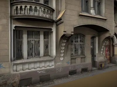 Facade of an Art Nouveau tenement house 01 3D model