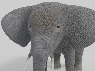 3D Elephant Model with tusks Low-poly 3D model