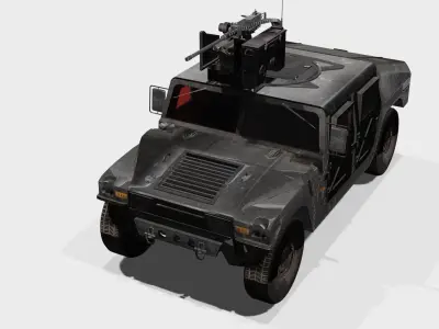Rhino Hummer Military Gun Truck Low-poly 3D model