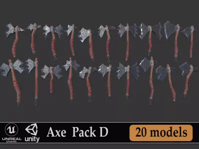 Axe Pack D Low-poly 3D model