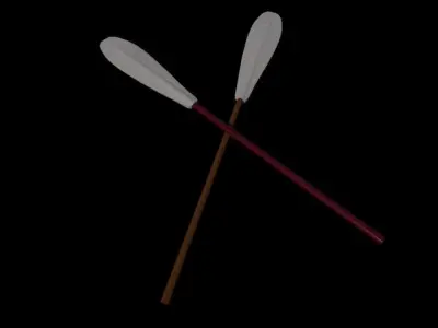 Paddle two wooden paddles Low-poly 3D model
