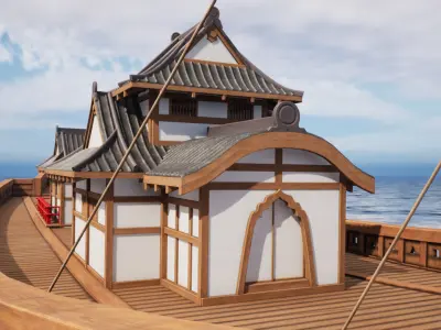 Atakebune - Japanese warship Low-poly 3D model