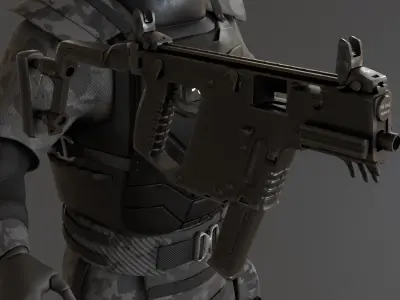 Futuristic police cop robot Low-poly 3D model