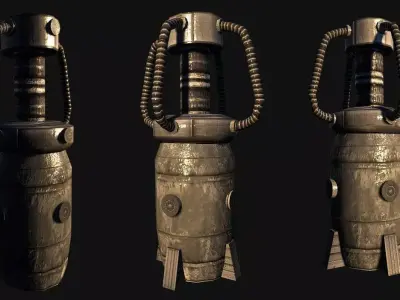 Scifi-Modern Industrial Cylinders Low-poly 3D model