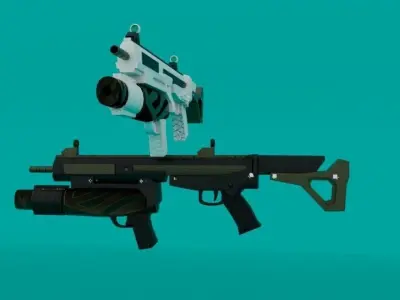 Two guns black and white Low-poly 3D model