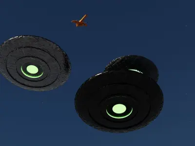 Spaceship 3D model and Kit ufo 3D models 3D Model Pack