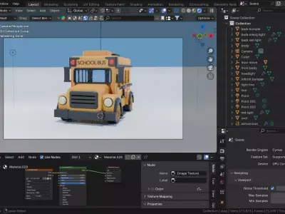 School Bus cartoon Low-poly 3D model