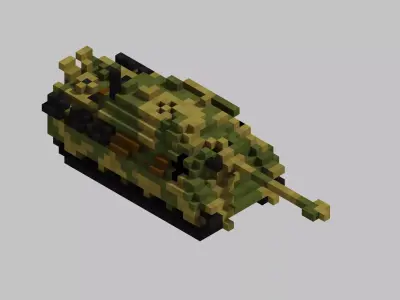 Jagdpanzer V Jagdpanther Tank Voxel Low-poly 3D model