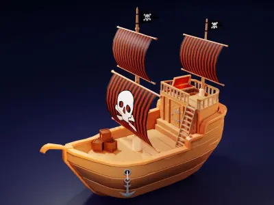 PirateShip 3d model Free low-poly 3D model