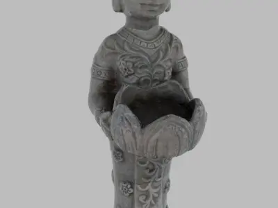Indian Princess Stone Statue 3D model
