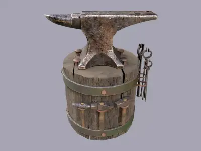 Anvil and tools Low-poly 3D model