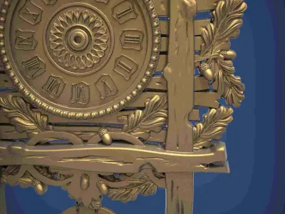 Carved clock for 3D printing and CNC 3D print model 15
