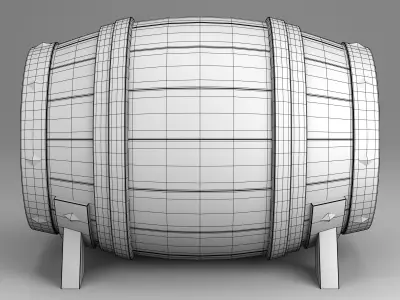 barrel Low-poly 3D model 15