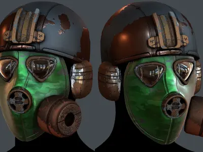Gas mask helmet 3d model scifi Low-poly  Low-poly 3D model 45