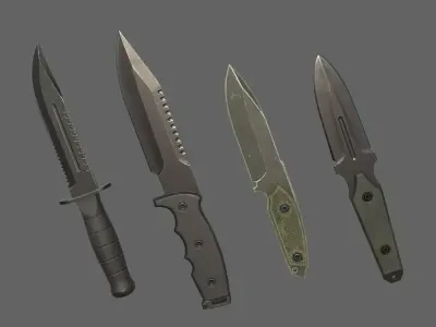 Military Knife Low-poly 3D model