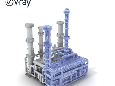 Industrial Refinery Facility Model Pack Low-poly 3D model