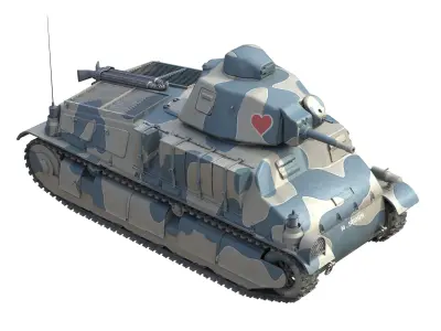 SOMUA S35 Cavalry tank  Low-poly 3D model