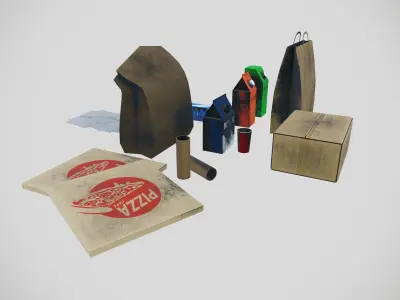 Paper Bag Paper Cups Paper Tetra pack Sheets 3D model