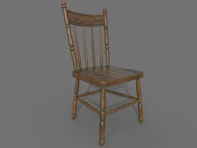 Antique Wooden Chair Low-poly 3D model purchase
