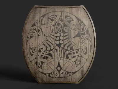 Slavic hybrid shield-painted black nordic symbol Low-poly 3D model