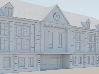 OLD BUILDING WITH CLOCK 3D model