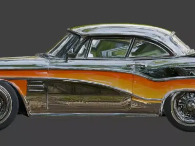 Atompunk Retro Futuristic Atomic Car 3D Model Low-poly 3D model purchase