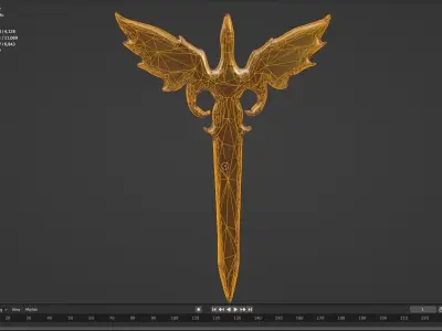 Winged Dagger Weapon - Low Poly Asset Low-poly 3D model  Low-poly 3D model