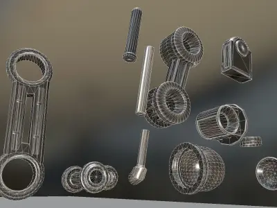 Hydraulic Suspension and Tire Basic Version Rigged and Animated Low-poly 3D model