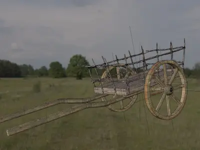 old horse cart Low-poly 3D model