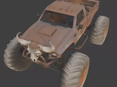 Rusted Iron Bull Monster Truck Low-poly 3D model