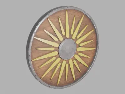 Wooden and Metallic shield 3D model