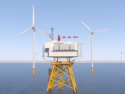  Solar Power Station and Offshore Wind Farm Scene 