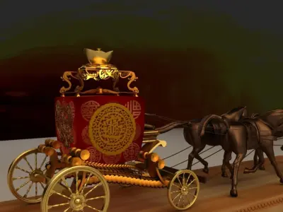 Chinese horse wagon  3D model