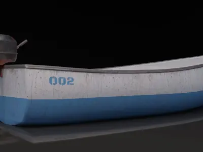 Small Fishing Boat Low-poly 3D model