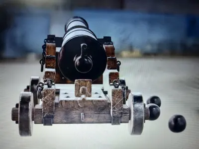 ancient cannon Low-poly 3D model buy