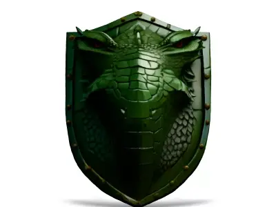 Green Dragon Shield LowPoly Game Asset Low-poly 3D model