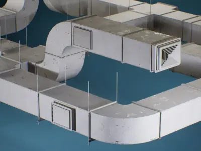 Game-ready PBR  Industrial Modular Vent System - Low poly Low-poly 3D model