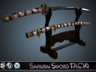 Samurai Sword TACHI Low-poly 3D model