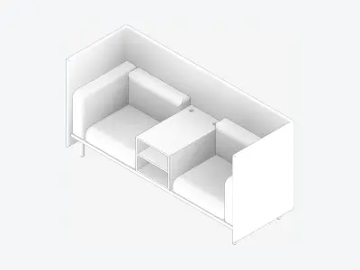 Furniture - Sofa - Contemporary - Flame - Central Shelf Low-poly 3D model