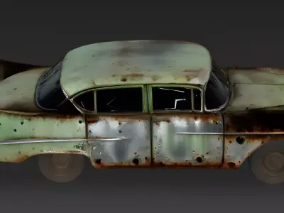 Realistic Rusted 1950s Sedan 3D Model Low-poly 3D model
