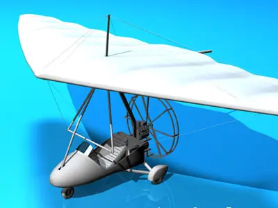 Ultralight hang glider 3D model purchase