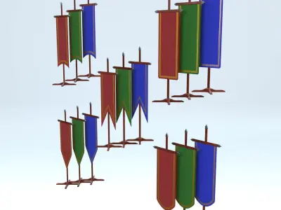 Medieval Banners with Stand 3D model