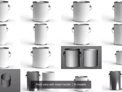 Paint cans with metal handle  3D Model Pack