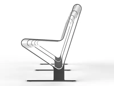 Waiting Room Seat V1 4 Seats 3D model