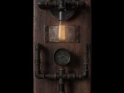 Steampunk lamp - game ready Low-poly 3D model