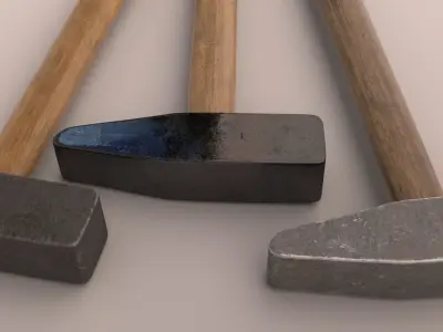 Hammers hammer with wooden handle Low-poly 3D model