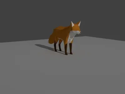 low-poly-fox fox Low-poly 3D model
