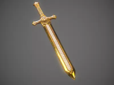 Golden Blade Elegance Sword Low-poly 3D model